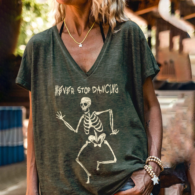 Never Stop Dancing Skeleton Dancer Simple Graphic Tees