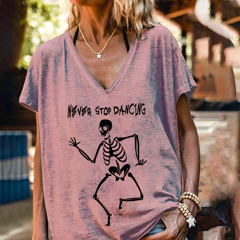 Never Stop Dancing Skeleton Dancer Simple Graphic Tees