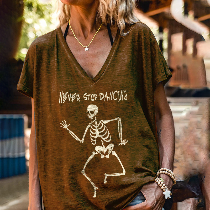 Never Stop Dancing Skeleton Dancer Simple Graphic Tees