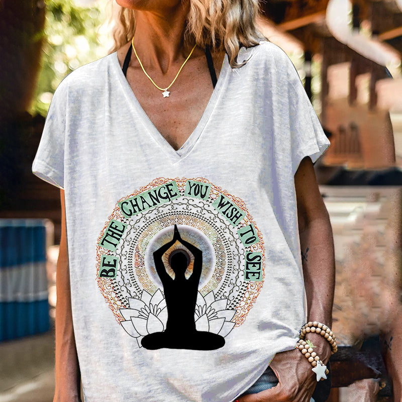 Be The Change You Wish To See Yoga Lady Graphic Tees