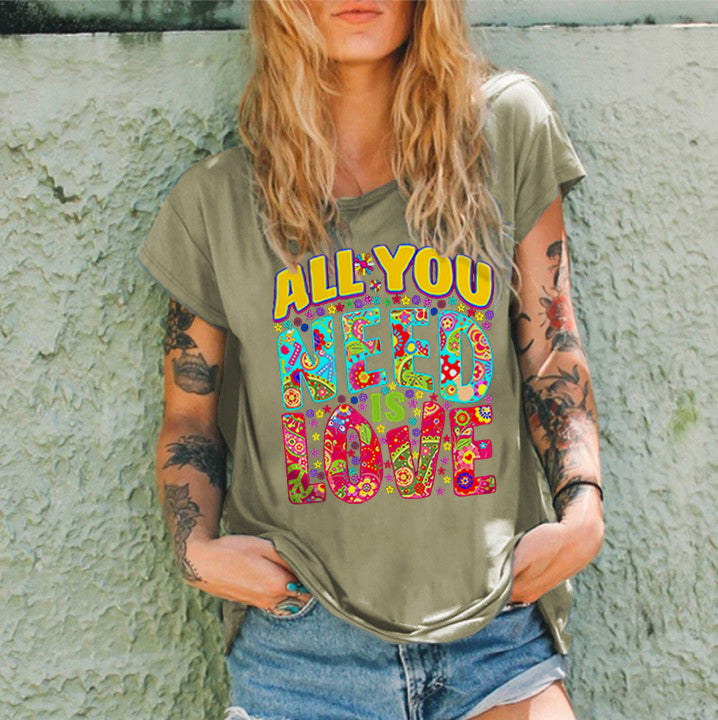 All You Need Is Love Women Crew Neck Tees